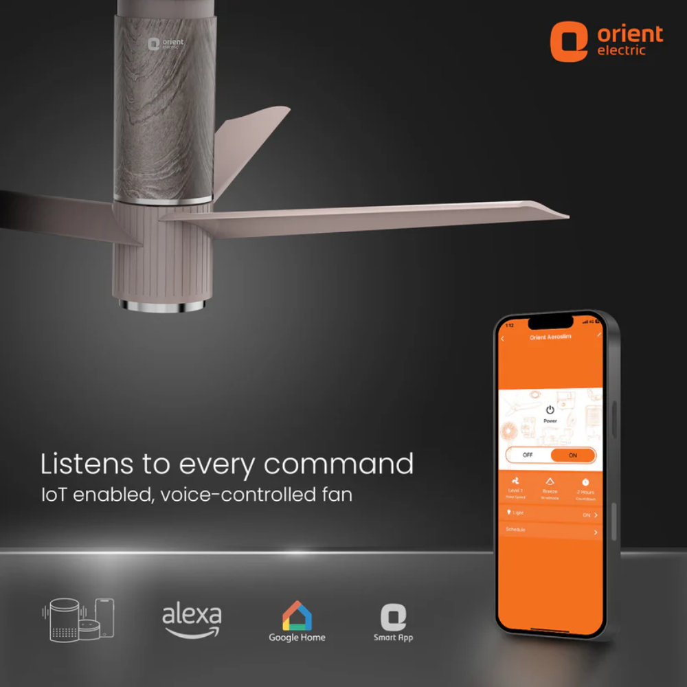 AEROSLIM IOT REMOTE FAN WITH LIGHT 1200MM  CHAMPAGNE BROWN